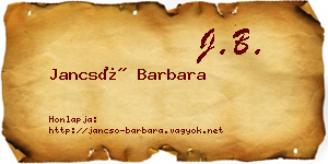 Jancsó Barbara névjegykártya